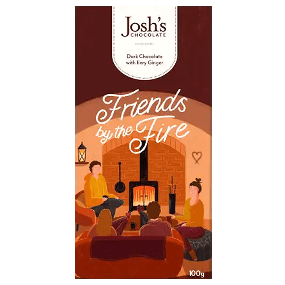 Josh's Chocolate 'Friends By The Fire' Dark Chocolate with Fiery Ginger 100g